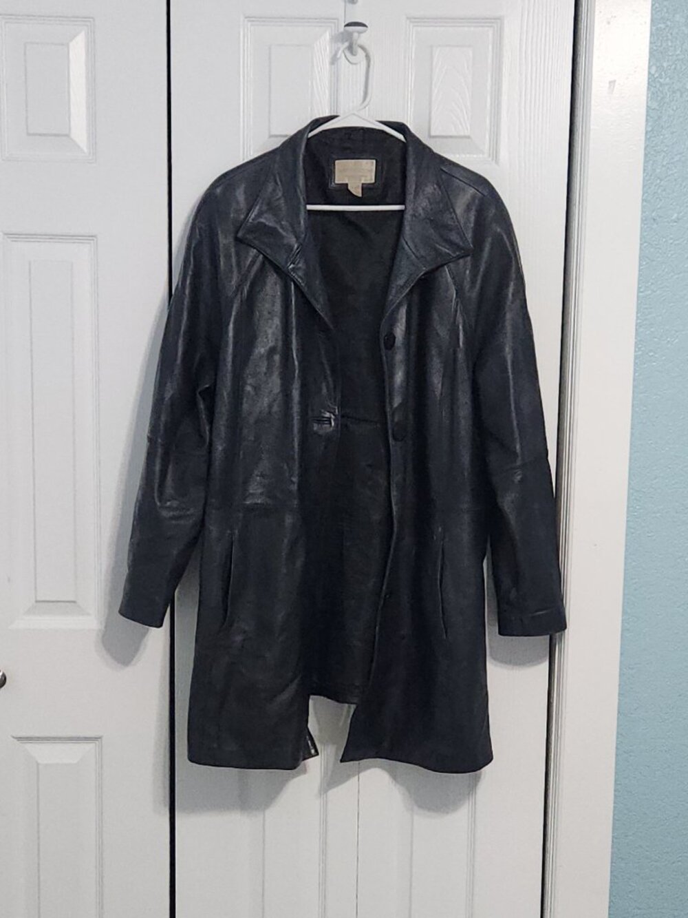 Worthington Lambskin Leather Coat Women’s 2X Black Button Front Genuine Lambskin